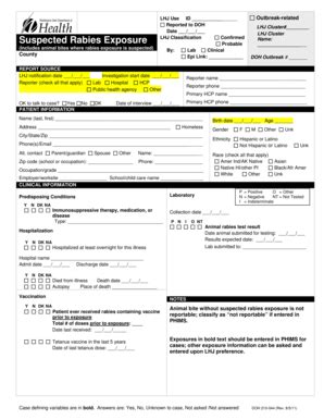 Fillable Online Doh Wa Reporting Form For Suspected Rabies Exposure