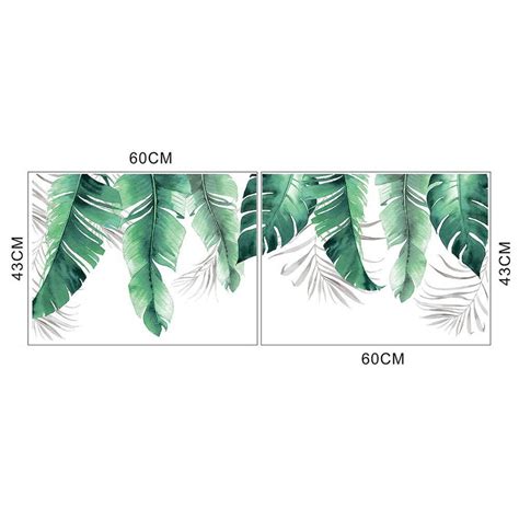 Big Tropical Palm Leaf Wall Stickers Green Plants Wall Decal Etsy