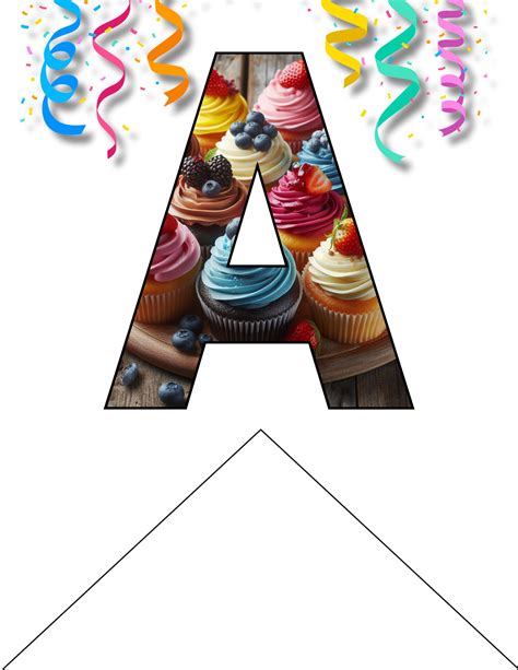 Happy Birthday in Letters for Banner Flag in Cupcakes Theme PDF 16 ...