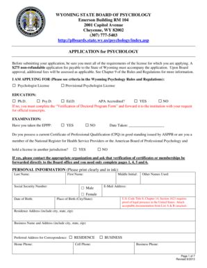 Fillable Online Plboards State Wy Application For Licensure