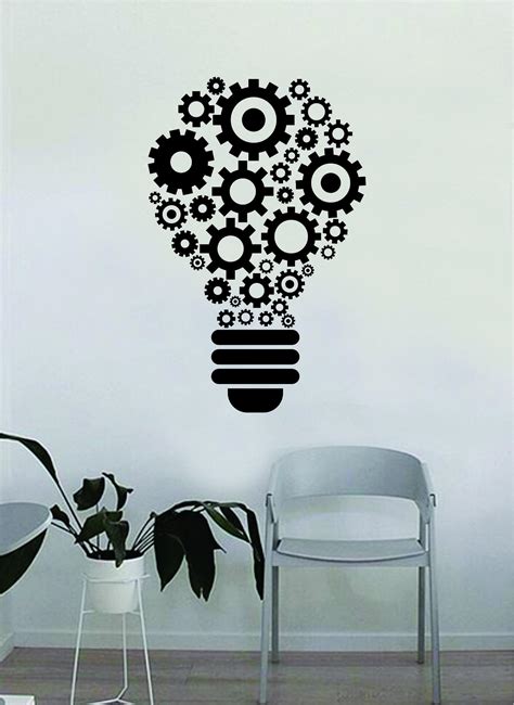 Lightbulb Gears Original Quote Decal Sticker Wall Vinyl Art