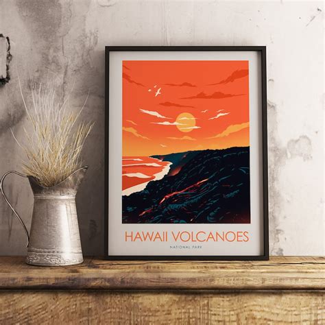 Hawaii Volcanoes National Park Poster Wall Art Hawaii Gift Etsy