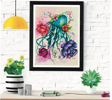 Jellyfish original Art, Illustration, Original, Mixed Media, Inks, Pen ...