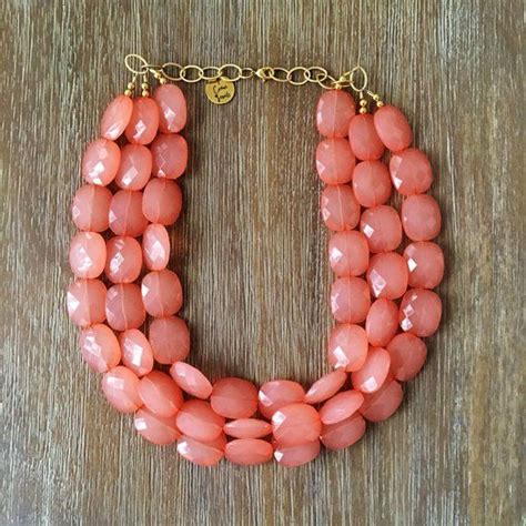 Necklace For Women Living Coral Necklace Chunky Beaded Etsy Beaded