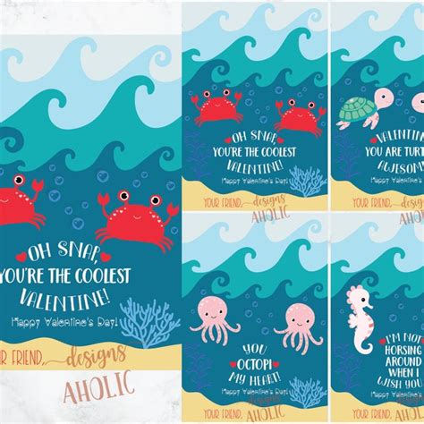 Sea Creature Cards Etsy