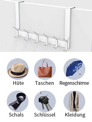 YUMORE Türgarderobe zum Einhängen Weiß 4 5cm Türhaken Edelstahl