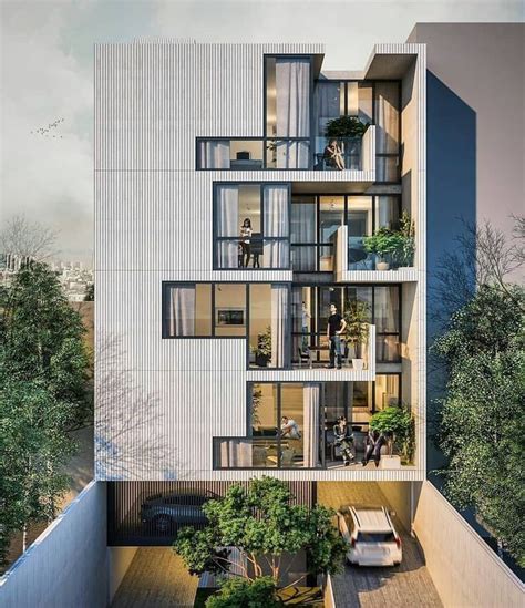 an artist's rendering of a modern apartment building with balconies on ...