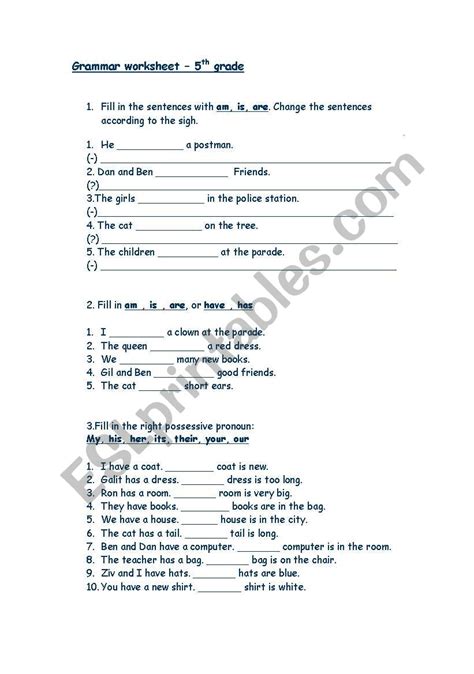 English Worksheets Basic Grammar Worksheet