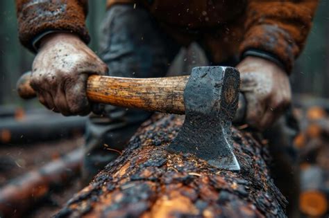 Premium Photo A Lumberjack Cuts Down A Tree In A Remote Forest With A