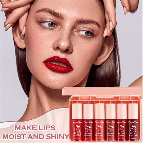 6 Colors Cherry Lip Tint Stain Set Long Lasting Korean Lip Stain