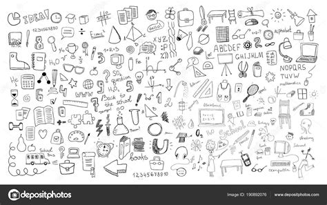 Hand Drawn School Doodles Set Vector Illustration Stock Vector Image By