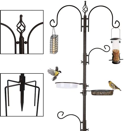 91 Inch Bird Feeding Station Kit With 4 Hooks 2 Feeders Bath Tray