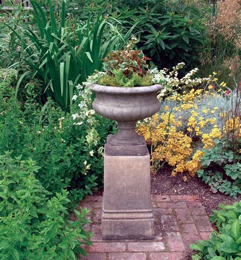 Victorian Urn On Pedestal Stone Garden Planter