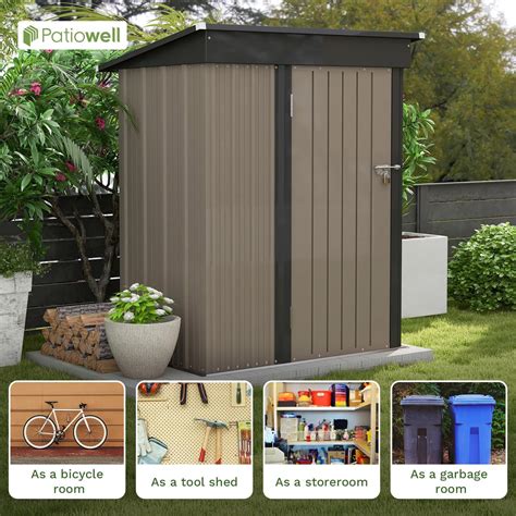 Patiowell 5x3 FT Outdoor Storage Shed Tool Shed With Sloping Roof And