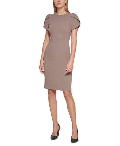 Calvin Klein Petite Faux Suede Tulip Sleeve Sheath Dress Macys