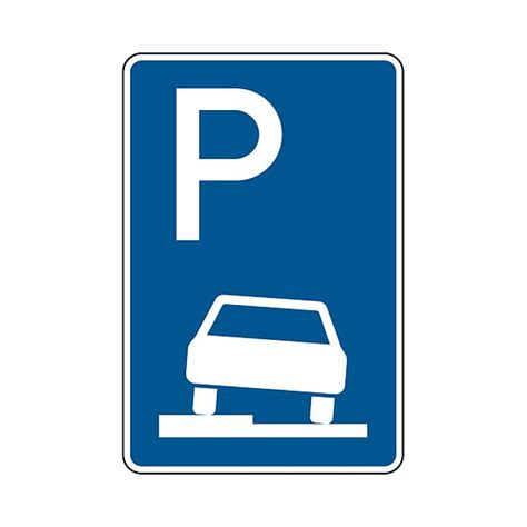 Verkehrszeichen Parken Auf Gehwegen Halb In Fahrtrichtung Links