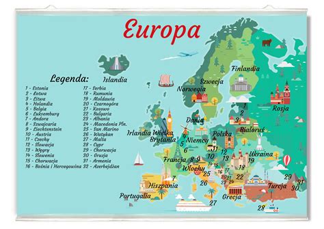 Plakat Mapa Europy Europa Pa Stwa Europejskie Allegro Pl