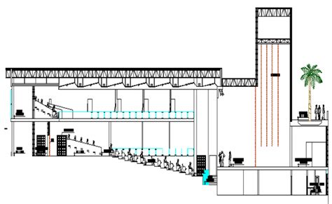 Multiplex Theater Architecture Design and Elevation dwg file