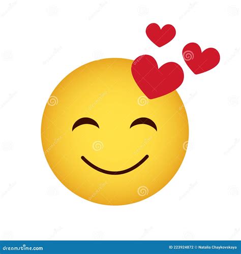 Amar Emoticono De Amor Con Tres Corazones Stock de ilustración