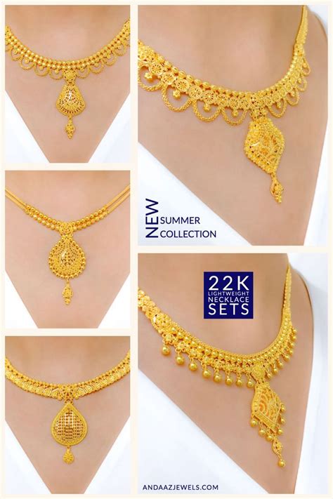 22k Lightweight Necklace Sets | Gold necklace designs, Unique gold ...