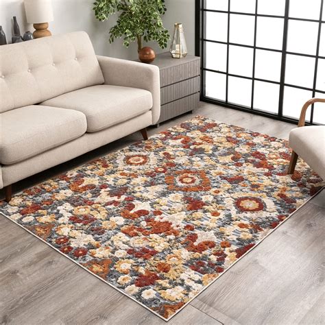 Willowbrook Bergamo Bohemian Floral Botanical Red Rust Multi 53 X 73