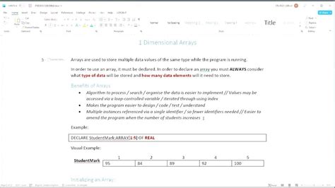 Cie As Level Computer Science 9618 Paper 2 Arrays Theory Youtube