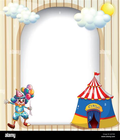 Illustration Of An Empty Template With A Circus Tent And A Male Clown