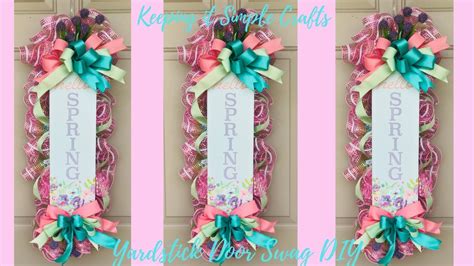 Dollar Tree Spring Yardstick Door Swag Wreath Diy Easy To Make Beginner