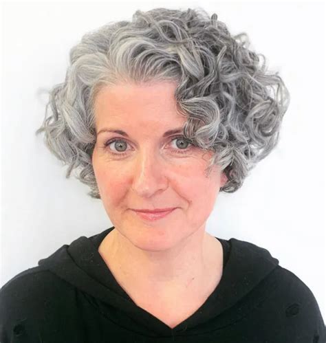 Short Curly Bob For Gray Hair Bob Haircut Curly Short Curly Haircuts Curly Bob Hairstyles