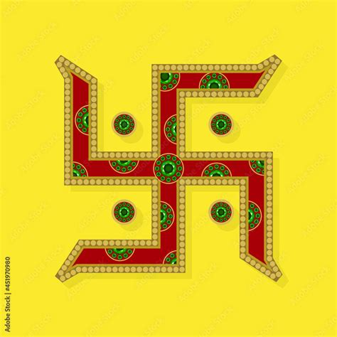 Red And Golden Colored Swastik Symbol Indian Hindu Spiritual Symbol