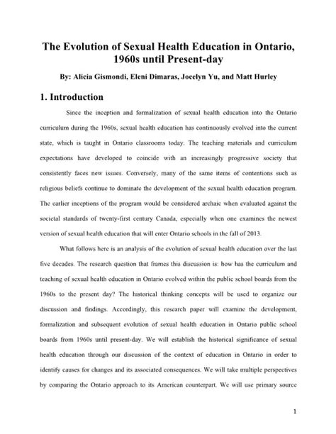 Evolution Of Sex Education In Ontario DocsLib