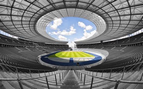 Download wallpapers Football stadium, Olympic stadium, Berlin, grass ...