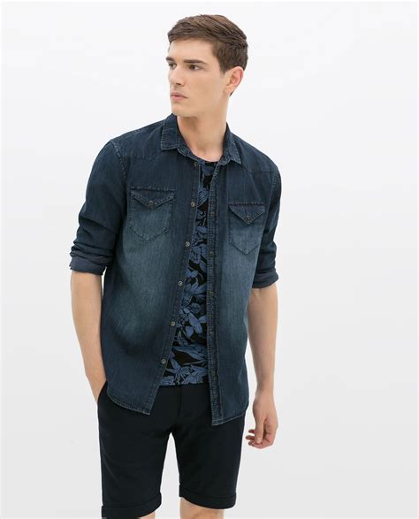 Zara Man Denim Shirt Denim Shirt Men Denim Shirt What To Wear Fall