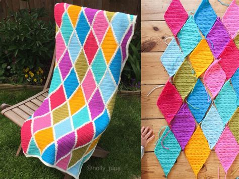 Summer Harlequin Blanket Crochet Free Pattern