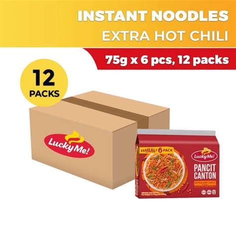 Lucky Me Pancit Canton Extra Hot Chili Multipack 75g X 6 X 12 Lazada Ph