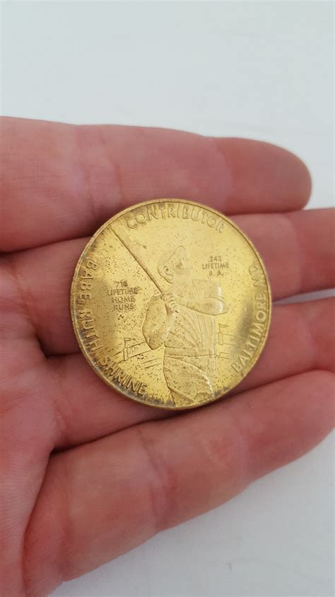 Vintage Circa 1983 Brass Medallion Features The Babe Ruth Shrine