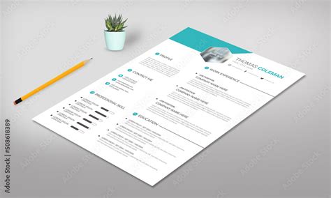 Modern Resume Design Layout Stock Vector | Adobe Stock