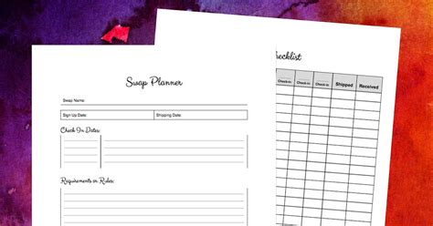 Free Printable Swap Organizing Sheets Amista Baker