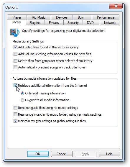 Update Metadata And Cover Art In Windows Media Player 12