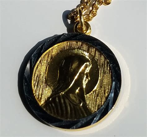 Catholic Virgin Mary Pendant Necklace Vintage Holy Etsy