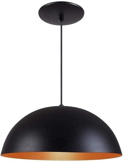 Lustre Pendente Meia Lua Preto De Alum Nio C Cobre Complementi