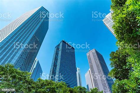 Gedung Bertingkat Tinggi Dan Langit Biru Shinjuku Tokyo Jepang Foto