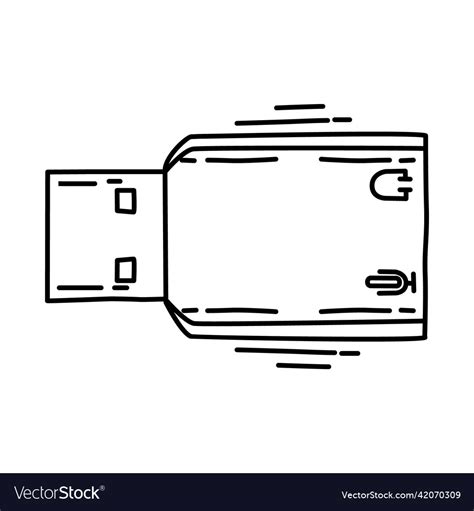 External Sound Card Icon Doodle Hand Drawn Vector Image