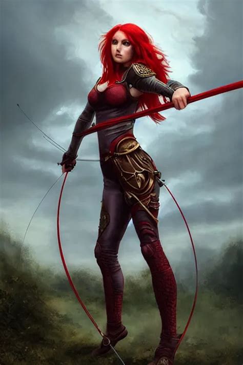 Krea Female Archer Dnd Dandd Leggins Red Skintight Leather Armor