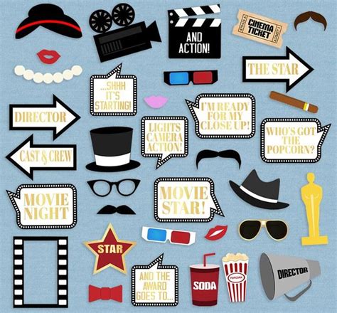 35 Movie Night Party Props Hollywood Photo Booth Party Prop Ideas Old