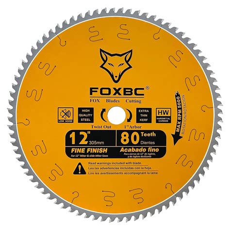 FOXBC 12-Inch Miter Saw Blade, Crosscutting, Tungsten Carbide, 80-Toot