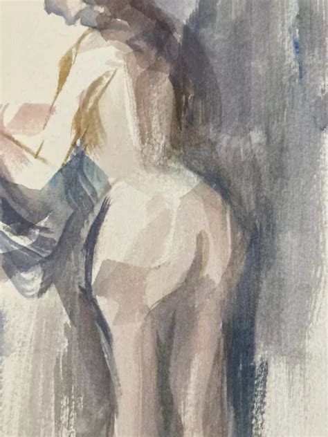 Tr S Belle Peinture Gouache Art Femme Nue Nu Erotique A Identifier