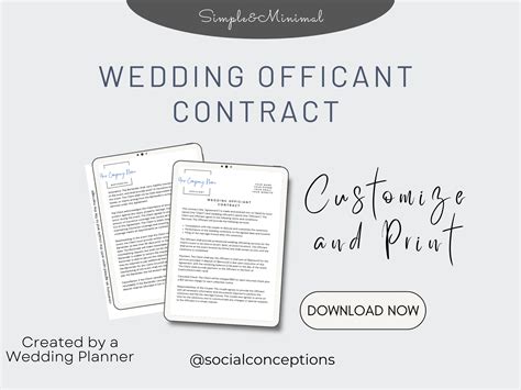 Officiant Contract Canva Template Printable And Editable Etsy