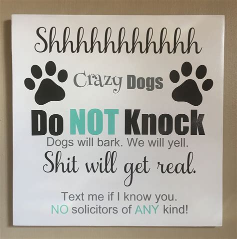 Crazy Dogs No Soliciting Do Not Disturb Funny No Soliciting Wood No