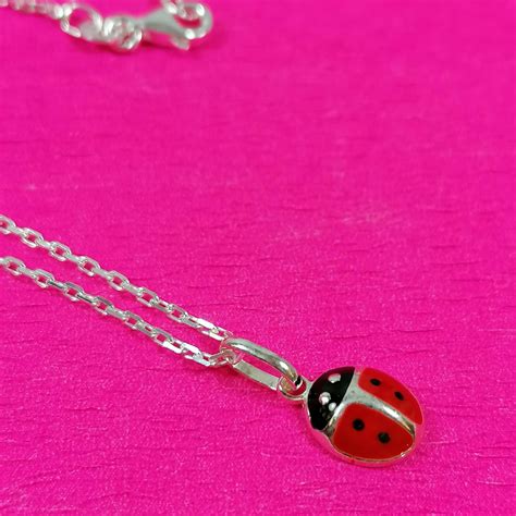 Collier Coccinelle En Argent Et Mail Bijou Fantaisie Offrir